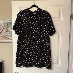 H&M black floral smock dress
